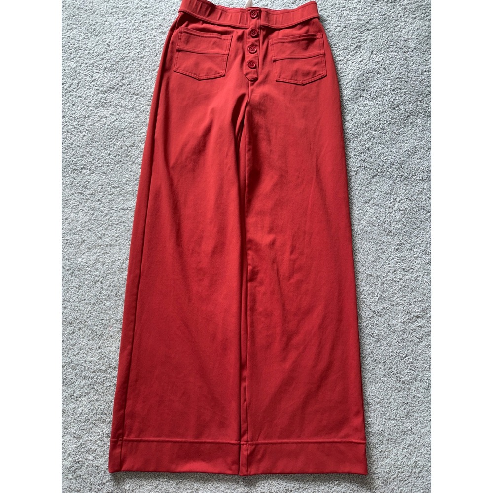 Halara Women DayStretch Burnt Orange Wide Leg High Waisted Patch Pants Small